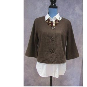 Harve Benard Petite Brown Textured Jacket PL